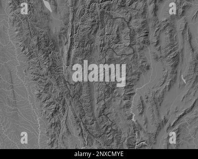 Mae Hong son, province de Thaïlande. Carte d'altitude à deux niveaux avec lacs et rivières Banque D'Images