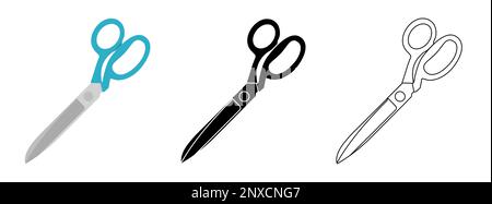 Ensemble d'icônes de ciseaux. Ciseaux de coupe isolés. Pictogramme de ciseaux. Symbole de coupe. Illustration vectorielle Illustration de Vecteur