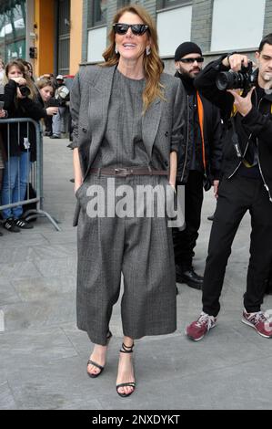 MILAN, ITALIE - FÉVRIER 23 : Anna Dello Russo arrive au salon de mode Emporio Armani pendant la semaine de la mode de Milan vêtements pour femmes automne/hiver Banque D'Images