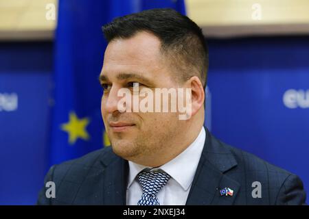 Bruxelles, Belgique. 01st mars 2023. L'eurodéputée Tomas Zdechovsky assiste à une session du Parlement européen à Bruxelles, Belgique, sur le 1 mars 2023. Crédit: ALEXANDROS MICHAILIDIS/Alamy Live News Banque D'Images