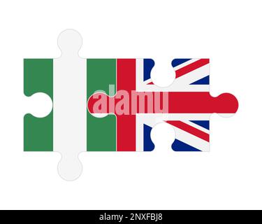 Puzzle connecté des drapeaux du Nigeria et du Royaume-Uni, Vector Illustration de Vecteur