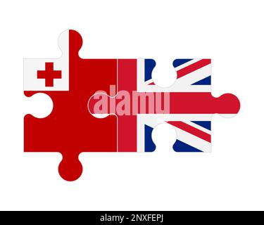 Puzzle connecté des drapeaux des Tonga et du Royaume-Uni, vecteur Illustration de Vecteur