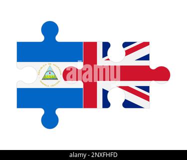 Puzzle connecté de drapeaux du Nicaragua et du Royaume-Uni, vecteur Illustration de Vecteur