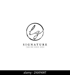 L, G, LG lettre initiale manuscrite et logo vectoriel de signature. Modèle d'entreprise en dessin au trait de forme ronde Illustration de Vecteur