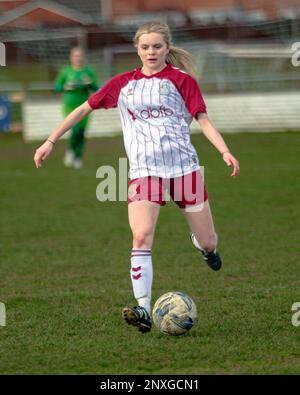 WEM, Royaume-Uni, 26th. Février 2023: Beth Artemiou de Northampton Town Dames jouant dans la FA WNL Div 1 Midlands Wem Town Dames v Northampto Banque D'Images