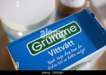 Une buanderie, le détergent Grumme d'Orkla. Banque D'Images