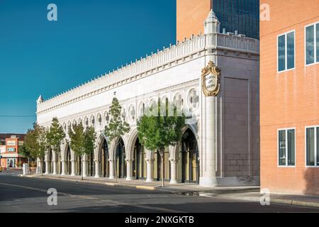 Le bâtiment Occidental Life très orné dans le centre-ville d'Albuquerque, Nouveau-Mexique, États-Unis. Banque D'Images