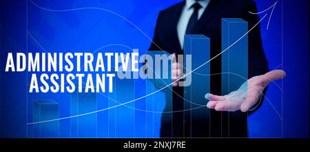 Affiche l'Assistant d'administration. Word pour les tâches de commis du spécialiste du support administratif Banque D'Images