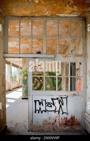 La Suisse, le Canton du Tessin, Medoscio, ancien sanatorium Banque D'Images