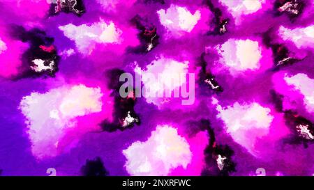 Taches de peinture vertes et violettes. Mouvement. Animation informatique légère avec taches de gouache illuminées. 4K images de haute qualité Banque D'Images