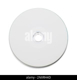 Disque compact rond découpé sur blanc. Banque D'Images