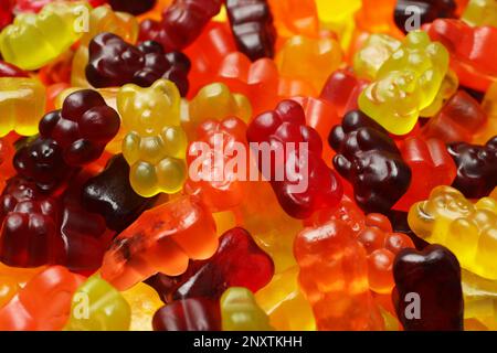 Délicieux bonbons à l'ours en toile de fond, en gros plan Banque D'Images