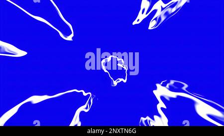 Arrière-plan bleu et noir avec des traînées de peinture blanches. Mouvement. Arrière-plan éblouissant avec une peinture brillante réalisée en animation 3D. 4K images de haute qualité Banque D'Images