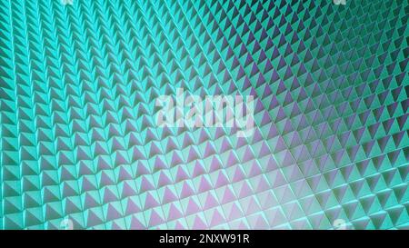 Arrière-plan abstrait avec animation de la grille brillante colorée en rotation. Conception. Champ tournant de 3D minuscules formes de pyramide dans de nombreuses lignes Banque D'Images