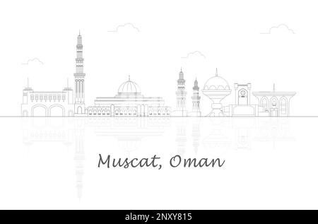 Aperçu Skyline panorama de la ville de Muscat, Oman - illustration vectorielle Illustration de Vecteur