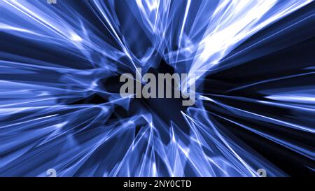 Faisceaux de rayonnement plasma. Mouvement. Texture du film dans les rayons de rayonnement en mouvement sur fond noir. Rayonnement de couleur de l'énergie plasmatique. Banque D'Images