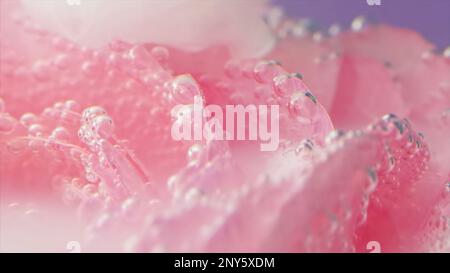 Pétales de rose à l'encre. Films. Gros plan de magnifiques pétales de rose avec une douce brume. L'encre brumeuse douce recouvre les pétales de rose dans l'eau. Banque D'Images