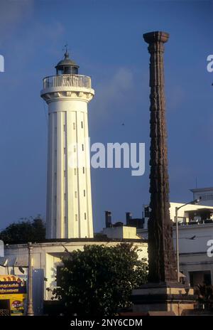 Old Light House à Puducherry, Pondichéry, Inde Banque D'Images