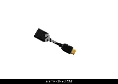 Adaptateur d'extension HDMI femelle vers mâle isolé sur fond blanc Banque D'Images