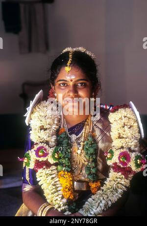 Nattukottai Chettiar, épouse de la communauté Nagarahar, Chettinad, Tamil Nadu, Inde Banque D'Images