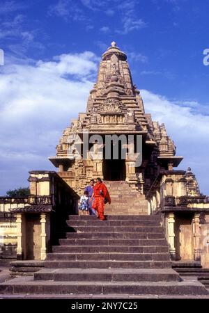 Temple Lakshmana à Khajuraho, Madhya Pradesh, Inde, Asie. Site du patrimoine mondial Banque D'Images