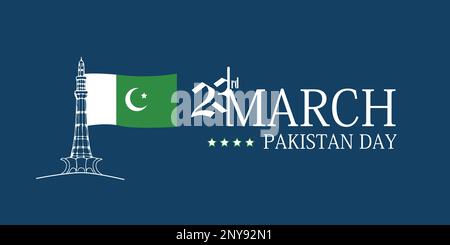 Illustrations vectorielles de haute qualité pour célébrer la Journée du Pakistan le 23rd mars. Parfait pour le marketing et les conceptions patriotiques. Isolé sur fond bleu Illustration de Vecteur
