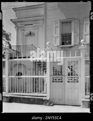 Thomas Bennett House, 1 Lucas St., Charleston, Charleston County, Caroline du Sud. Carnegie Etude de l'architecture du Sud. États-Unis Caroline du Sud Charleston County Charleston, Doors & Doors, FanLights, Fences, Gates. Banque D'Images