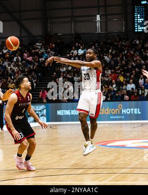 L'équipe de basket-ball de GB mens perd en Belgique 59- 88 lors d'une qualification à la coupe du monde FIBA à Newcastle vertu Arena le 24 février 2023. copyright caroljmoir/Alamy Banque D'Images