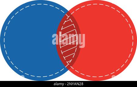 Diagramme de Venn fusionner les cercles rouge et bleu graphique signe d'infographie. Illustration de Vecteur