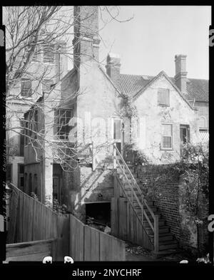 Legges House, 101 East Bay, Charleston, Charleston County, Caroline du Sud. Carnegie Etude de l'architecture du Sud. États-Unis Caroline du Sud Charleston County Charleston, brickwork, cheminées, habitations, clôtures, Escaliers, Vines. Banque D'Images