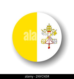 Drapeau de la Cité du Vatican - icône en forme de cercle ou badge à vecteur plat avec ombre portée. Illustration de Vecteur