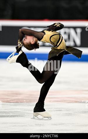 Olesya RAY (GER), dans le cadre du programme junior féminin, aux Championnats du monde juniors de patinage artistique 2023 de l'UIP, à l'aréna WinSport, on 1 mars 2023, à Calgary, au Canada. Credit: Raniero Corbelletti/AFLO/Alay Live News Banque D'Images