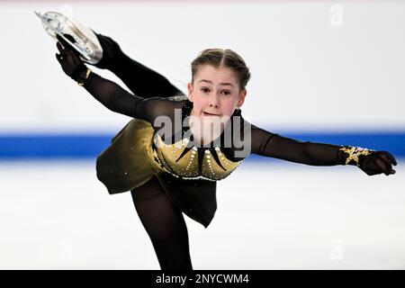 Olesya RAY (GER), dans le cadre du programme junior féminin, aux Championnats du monde juniors de patinage artistique 2023 de l'UIP, à l'aréna WinSport, on 1 mars 2023, à Calgary, au Canada. Credit: Raniero Corbelletti/AFLO/Alay Live News Banque D'Images