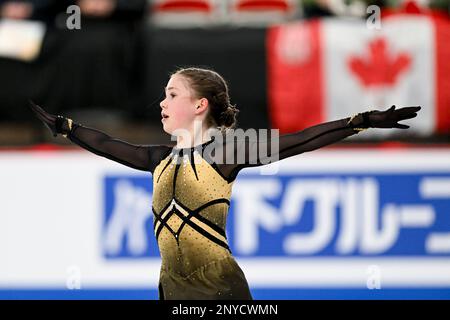 Olesya RAY (GER), dans le cadre du programme junior féminin, aux Championnats du monde juniors de patinage artistique 2023 de l'UIP, à l'aréna WinSport, on 1 mars 2023, à Calgary, au Canada. Credit: Raniero Corbelletti/AFLO/Alay Live News Banque D'Images