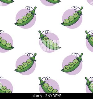 Joli motif à pois kawaii sans coutures en forme de caniche. Illustration vectorielle de la bande dessinée à la main Pea pod. Illustration de Vecteur