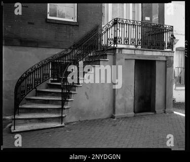 117 Jones Street, West, Savannah, Chatham County, Géorgie. Carnegie Etude de l'architecture du Sud. États-Unis, Géorgie, Chatham County, Savannah, Ironwork, Escaliers. Banque D'Images