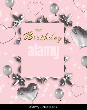 Belle carte joyeux anniversaire avec ballons Banque D'Images
