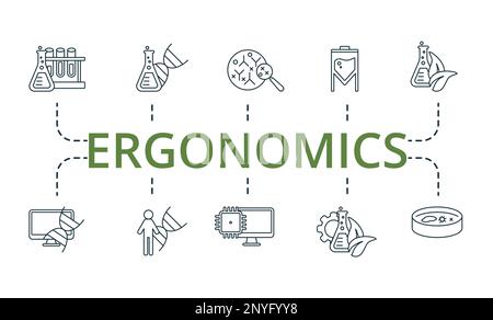 Icône de réglage ergonomique. Icônes modifiables thème de l'ergonomie tel que le génome humain, la biochimie, le laboratoire et plus encore. Illustration de Vecteur