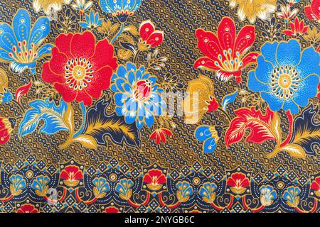 Motif de fleur sur fond Batik Banque D'Images