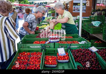 Marché de producteurs à Kaiser-Josef-Platz, Graz, Autriche Banque D'Images