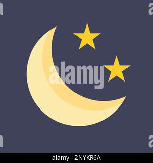 lune et étoiles. Demi-lune. Croissant de lune. Lune avec étoiles dans le ciel nocturne. Illustration vectorielle. Illustration de Vecteur