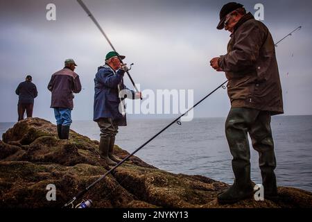 Les pêcheurs de la Baie des Sables spéciaux,AV de la Pierre Longue, Le Croisic, Guérande, Loire Atlantique, France Banque D'Images