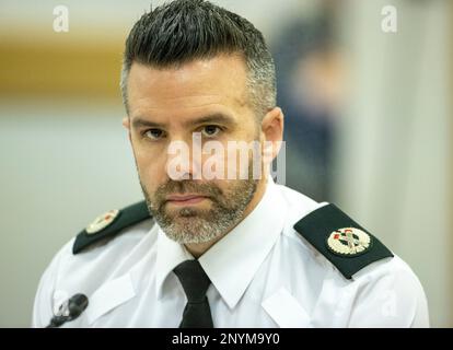 Le chef adjoint du Service de police de l'Irlande du Nord (PSNI), le gendarme Bobby Singleton, lors de la réunion du Conseil de police de l'Irlande du Nord, à Clarendon Road, à Belfast. Date de la photo: Jeudi 2 mars 2023. Banque D'Images