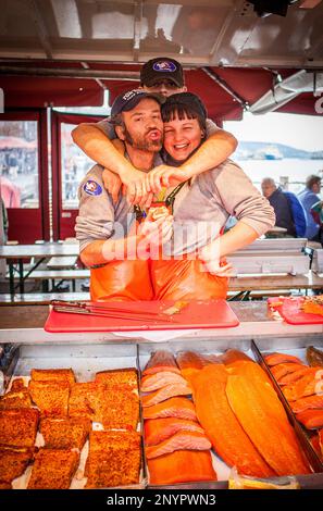 Marché de poissons, Bergen, Norvège. Banque D'Images