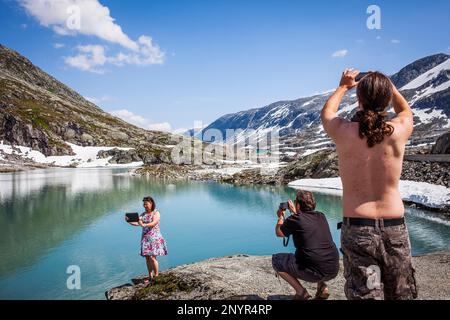 Paysag, route panoramique dans Gamle Strynefjellsvegen, Norvège Banque D'Images