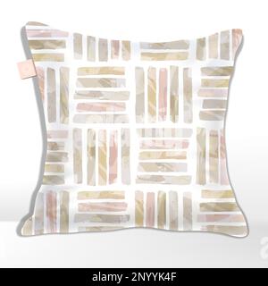 Motif vectoriel rose et beige aquarelle dessin stipes sans couture. Carreaux carrés. Illustration de Vecteur