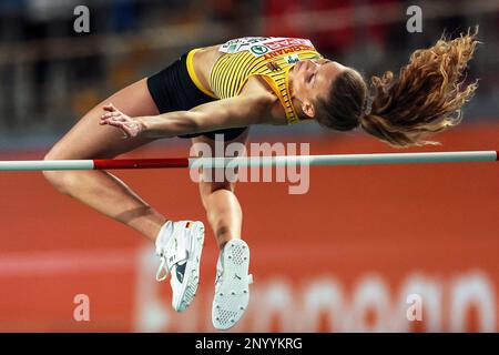 Istanbul, Turquie. 02nd mars 2023. Athlétisme/Hall: Championnats d'Europe, saut en haut, femmes, qualification. Christina Honsel d'Allemagne en action. Credit: Oliver Weiken/dpa/Alay Live News Banque D'Images