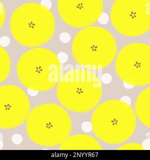 Style japonais vectoriel Printemps ou automne minimaliste ou abstrait motif floral sans couture en jaune néon et beige. Illustration de Vecteur