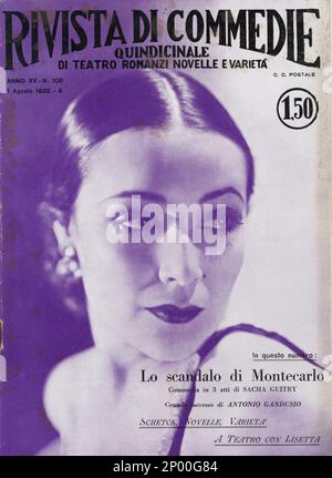 1934 , ITALIE : l'actrice du film Silent Screen DOLORES DEL RIO ( 1905 - 1983 ) , couverture du magazine italien RIDESTA DI COMMEDIE - CINÉMA - copertina di rivista - chignon --- Archivio GBB Banque D'Images