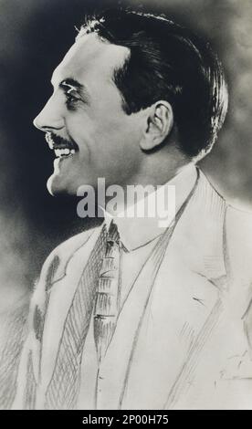 Le célèbre acteur et réalisateur français silencieux MAX LINDER ( 1883 - 1925 ). Retourné en France, après une période hollywoodienne , S'est tué dans un pacte de suicide avec sa femme en 1925 - CINÉMA MUTO - comico - comiche - comédie - comédiant - suicidio - suicida - profilo - profil - portrait - ritratto - colar - colletto - sourire - sorriso ---- Archivio GBB Banque D'Images